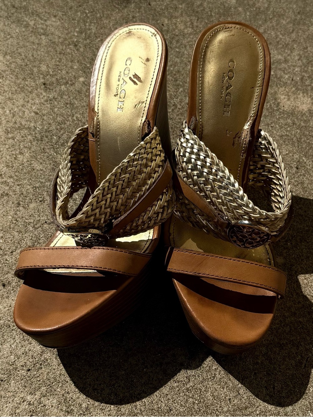 Coach Beatriz Women Size 6B Metallic Gold Wedge Heel Platform Sandal - Picture 5 of 10